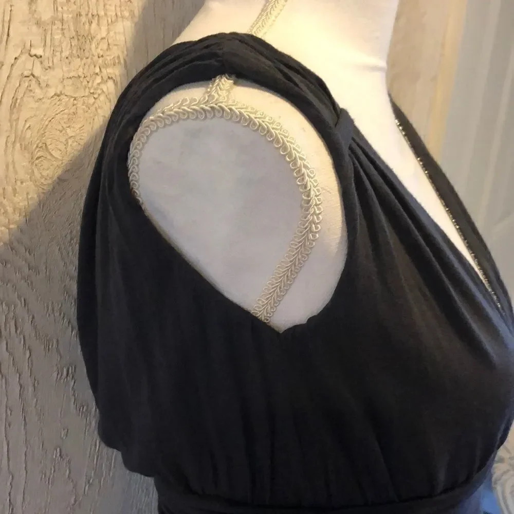 Ella Moss Dark Gray V Neck Flowy Tank Top